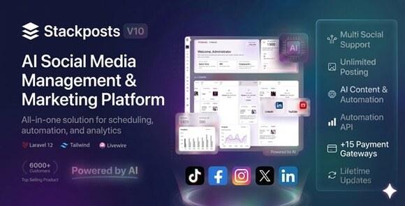 Stackposts &ndash; AI Social Media Management & Marketing SaaS Platform Script